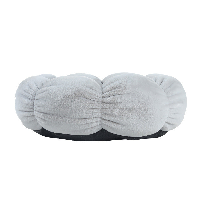 Flower-Shaped Plush Pet Bed with Soft Blanket for Cats & Small Dogs