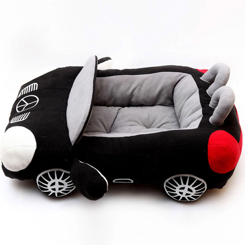 Car-Shaped Plush Pet Bed for Cats & Small Dogs