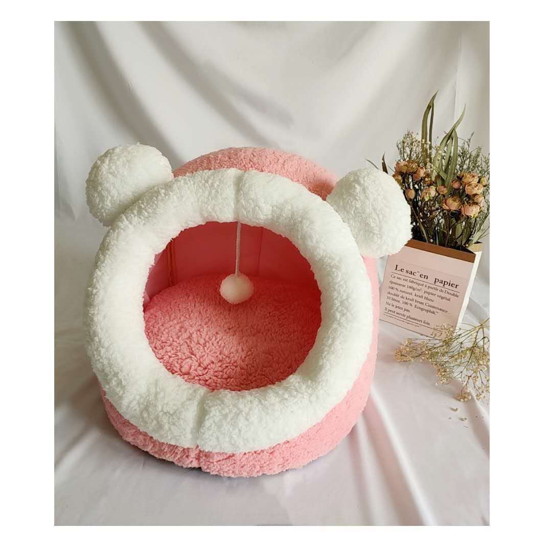 Cozy Closed Cat Cave Bed – Plush Indoor Pet House for Cats & Small Pets
