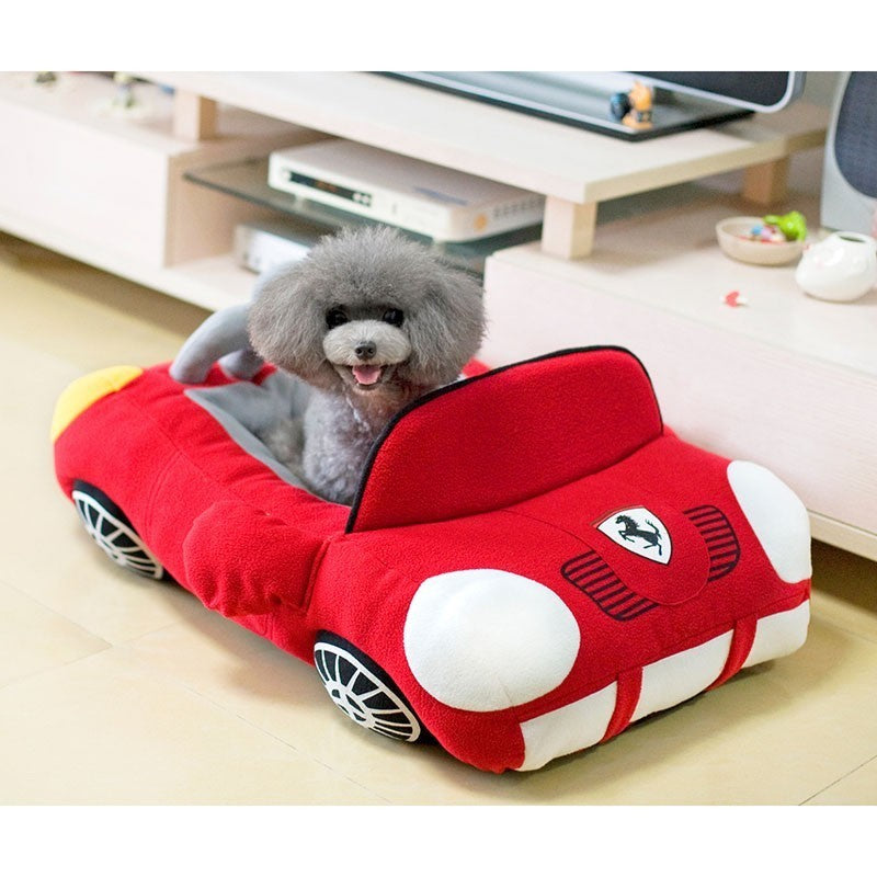 Car-Shaped Plush Pet Bed for Cats &amp; Small Dogs
