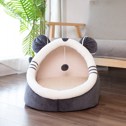 Cozy Closed Cat Cave Bed – Plush Indoor Pet House for Cats &amp; Small Pets