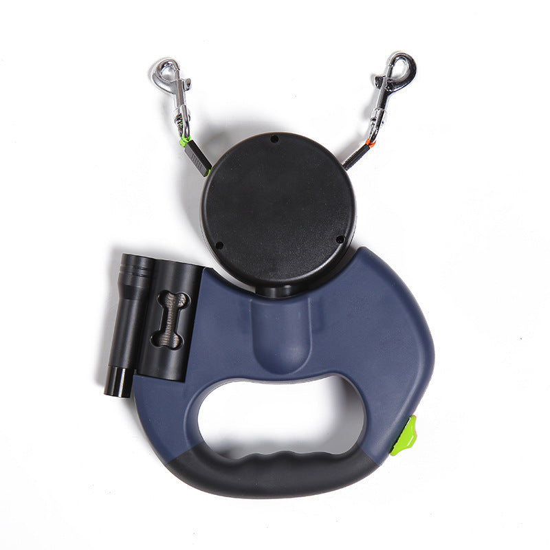 Retractable Double Dog Leash with LED Light