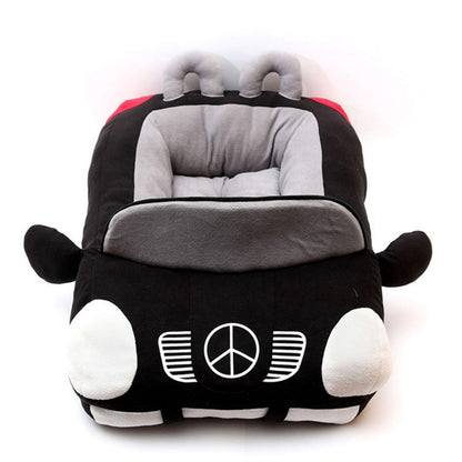 Car-Shaped Plush Pet Bed for Cats &amp; Small Dogs