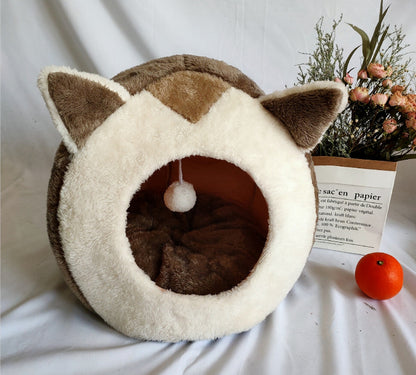 Cozy Closed Cat Cave Bed – Plush Indoor Pet House for Cats &amp; Small Pets