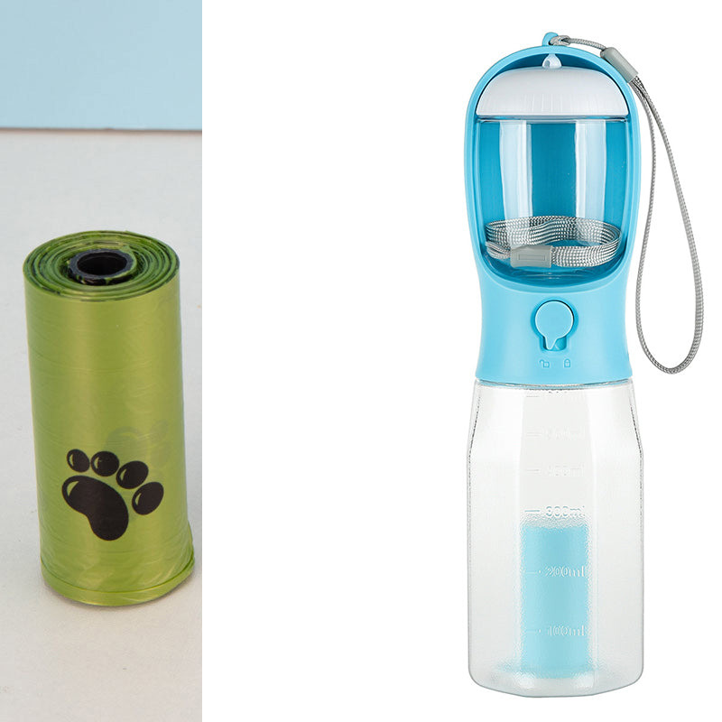 Portable Dog Water Bottle with Waste Bag Dispenser